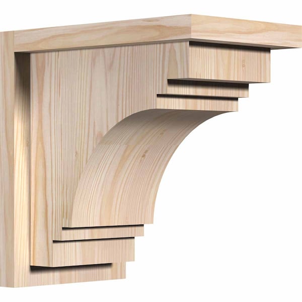 Ekena Millwork Pescadero Smooth Corbel w/Backplate, Douglas Fir, 7 1/2"W x 12"D x 12"H COR08X12X12PEC01SDF - main